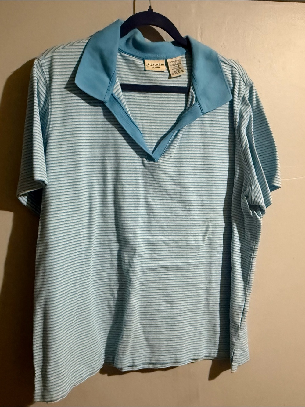 St. John's Bay Light Blue Striped Women’s Polo